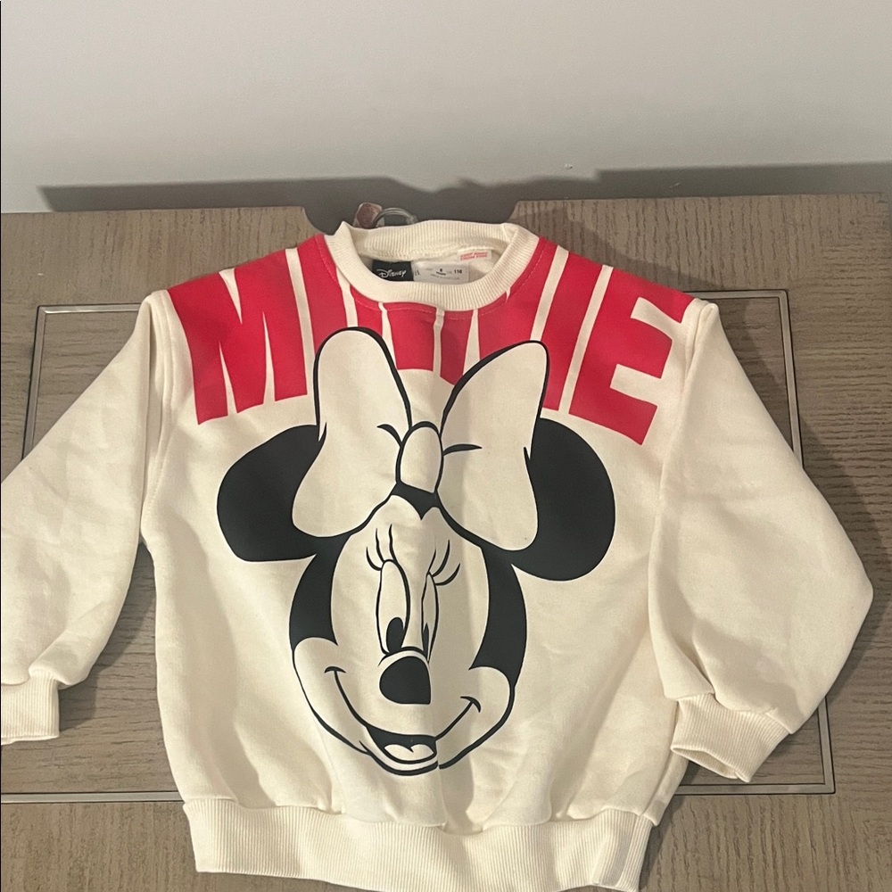 Zara Disney Minnie Mouse Kids Sweatshirt - Cream and Red
